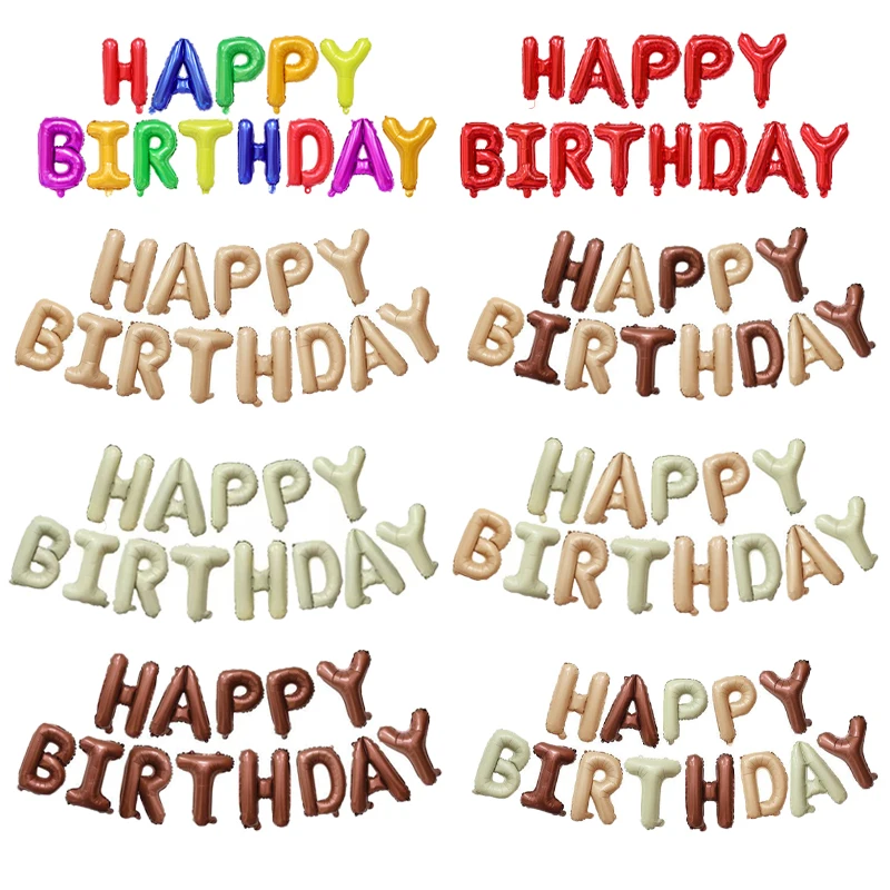13 Pezzi Palloncini Decorazione Di Buon Compleanno Arcobaleno Cremoso Caramello Cioccolato Lettera Palloncini Stagnola Decorazione Festa Di Compleanno