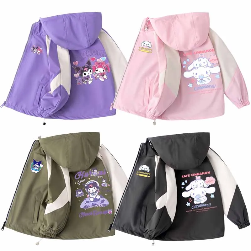 

Sanrios Cinnamoroll My Melody Kuromi Anime Cartoon Cute Children Windproof Jacket Boys Girls Spring Autumn Tops Hooded Coat