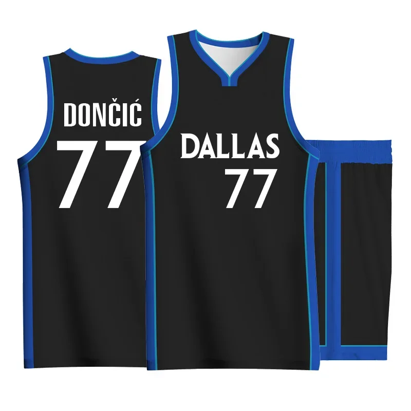 Hot Sale Of The Season Edition Luka Doncic 77 Basketball Uniform Men's Game Training Suit Sports Wear Durable Comfortable