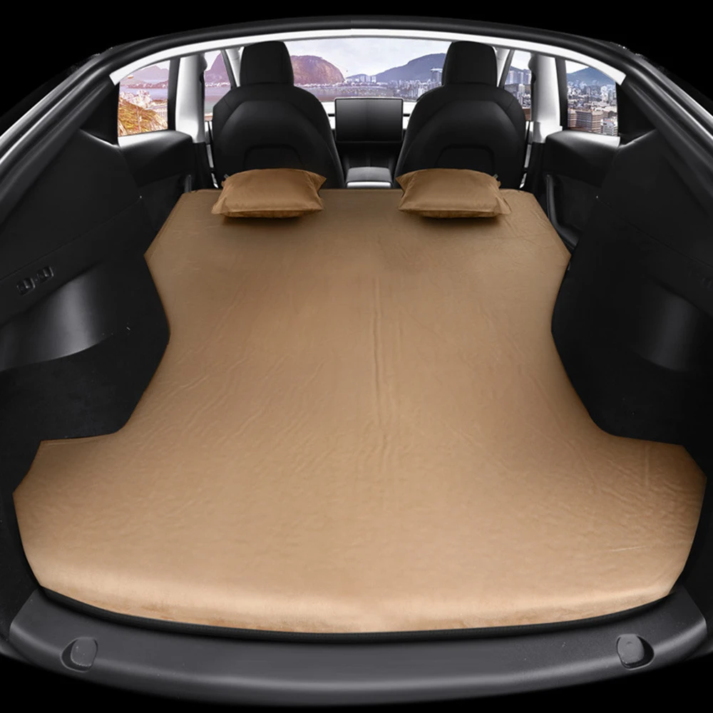 Air Mattress For Tesla Model 3 Model Y Inflatable Car Bed Flocking Surface Camping Sleeping Pad