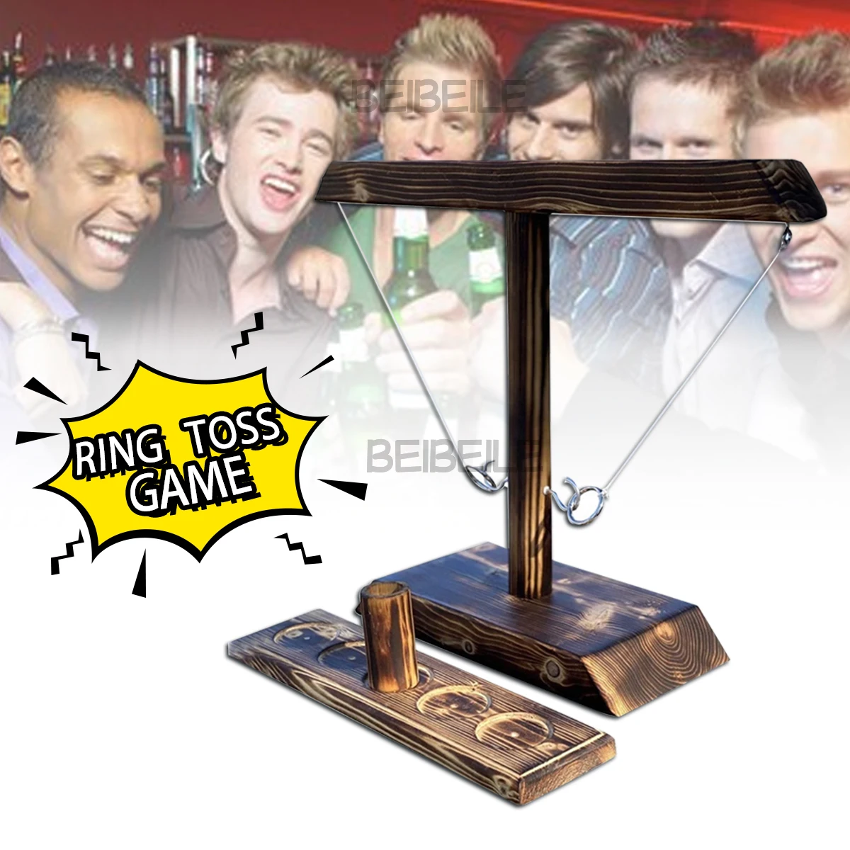 Craggy Games Ring Toss Head To Head Yard Games for Kids Adults Drinking Game Hook and Ring Toss Battle Game Home Decor