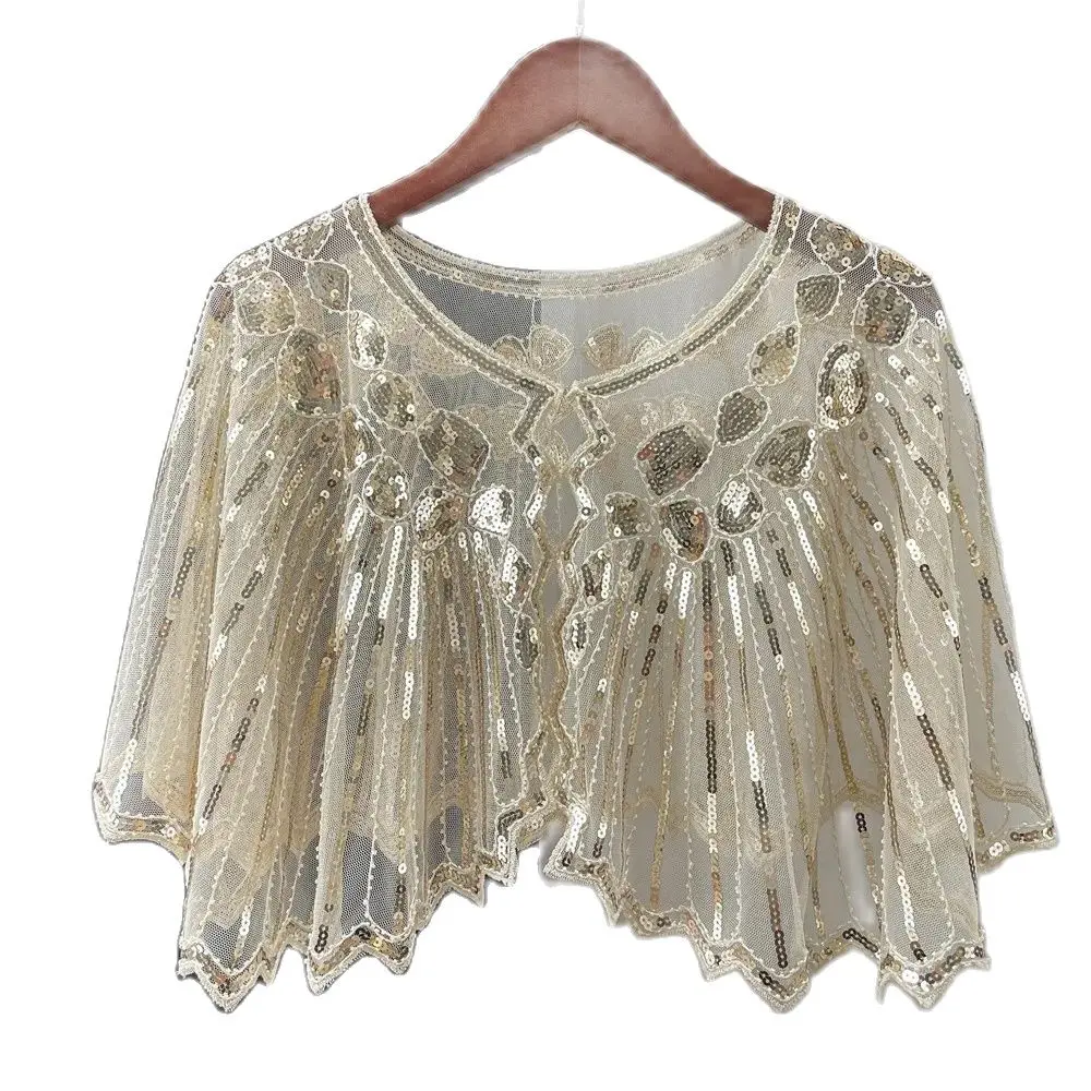 Lady Sparkling Sequin Wedding Shawl Lady Glitter Wrap Shrug