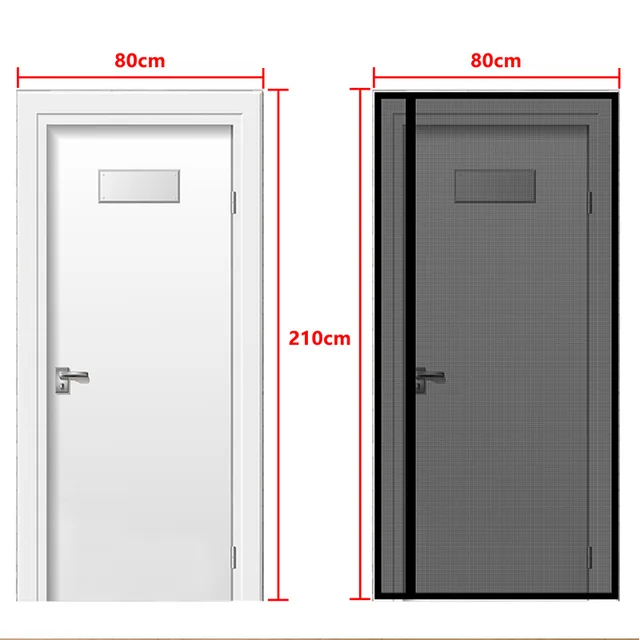 Écran de porte magnétique, ouverture droite, moustiquaire magnétique de porte latérale noire, vol anti-insectes, filet Invisible d'intérieur de cuisine d'été 6
