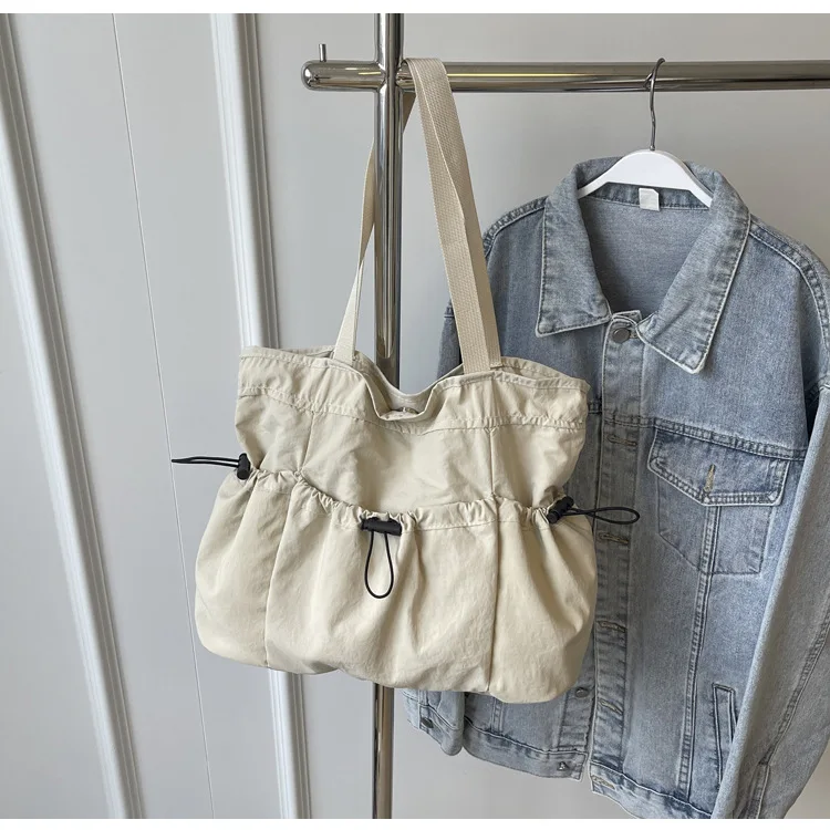 Large Capacity Tote Bag Fashion Shoulder Canvas Bag Work Commuting Bucket Bag