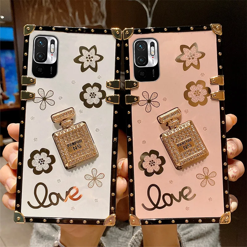 Husă de flacon de parfum cu diamante de lux pentru Xiaomi Redmi 9T 9A 9C NFC Note 8 9 10 11 Pro 9S 10S 11S pătrat de protecție pentru telefon C_voghion.com