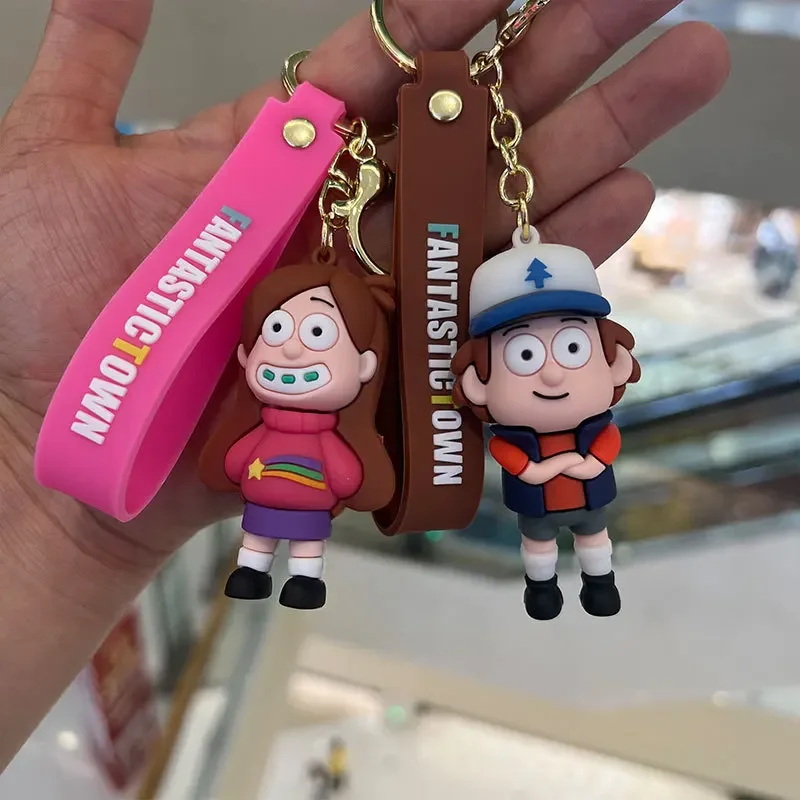 Disney Cartoon Gravity Falls Figura 3D Ciondolo Portachiavi Per Donna Uomo Fans Dipper Mabel Waddles Portachiavi Regali