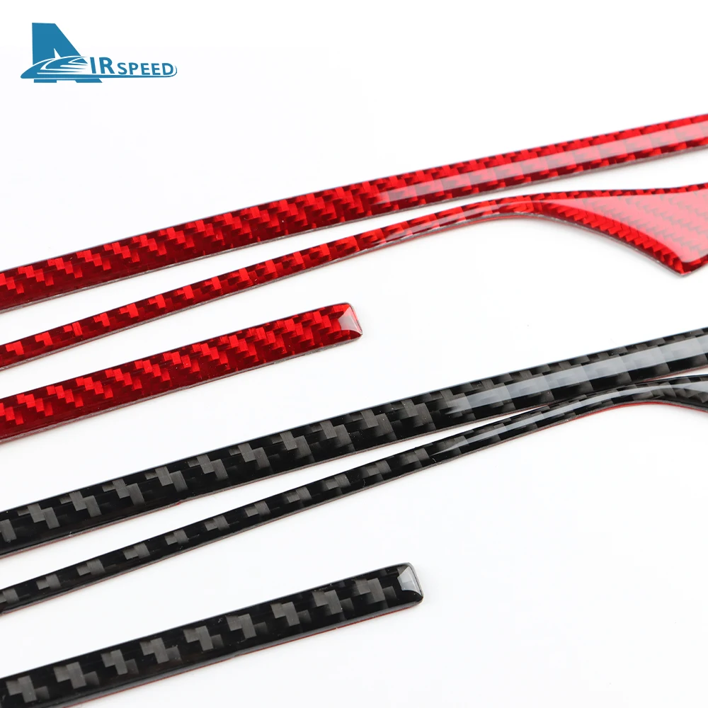 Kia Stinger 용 실제 부드러운 탄소 섬유 스티커 2019 2020 2021 2022 2023 LHD RHD 자동차 중앙 제어 스트립 인테리어 액세서리