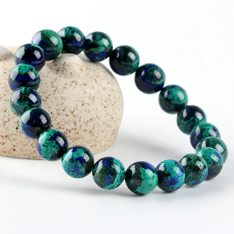 

Natural Azurite Bracelet Phoenix Turquoise round Beads Ornament