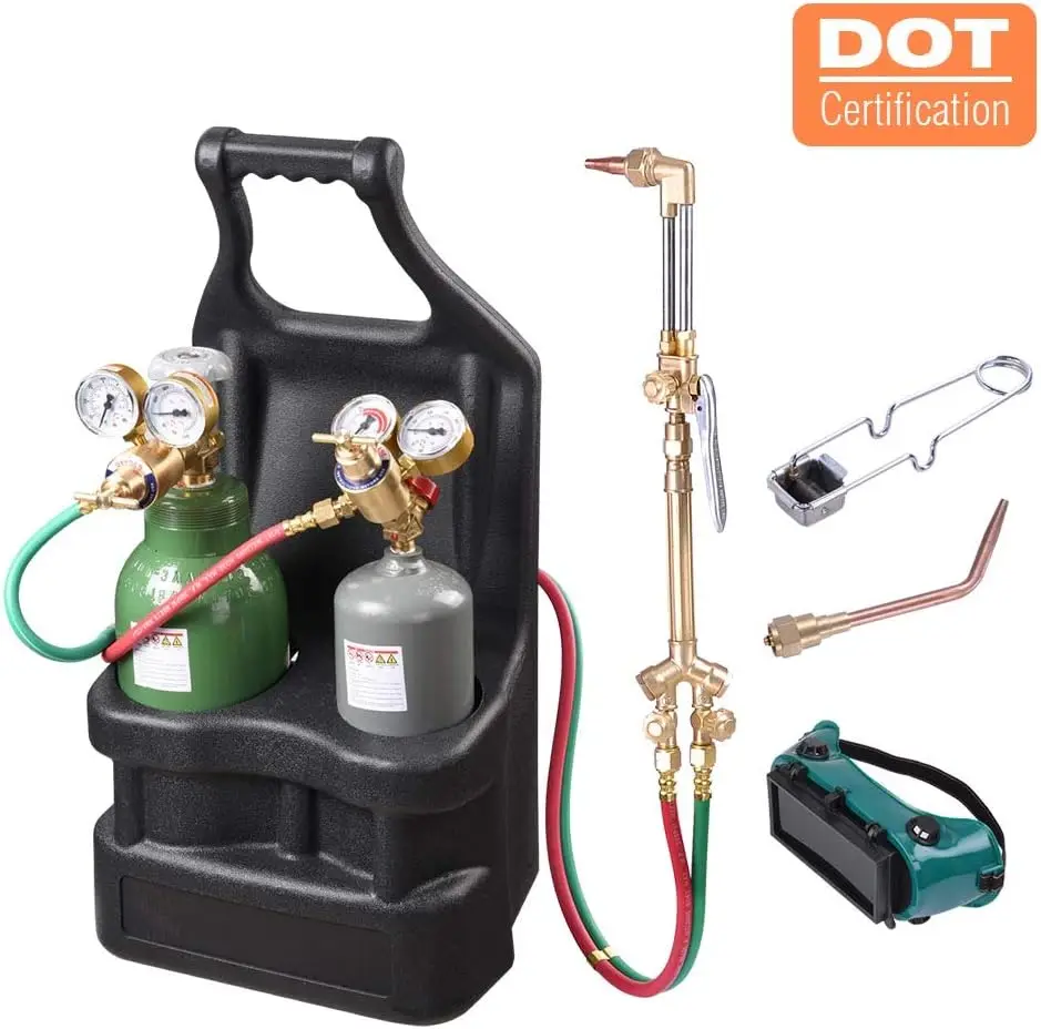 Portable Heavy Duty Welding Torch Kit Tank Oxygen Acetylene Oxy Cutting Brazing Goggles Welder Tool Set