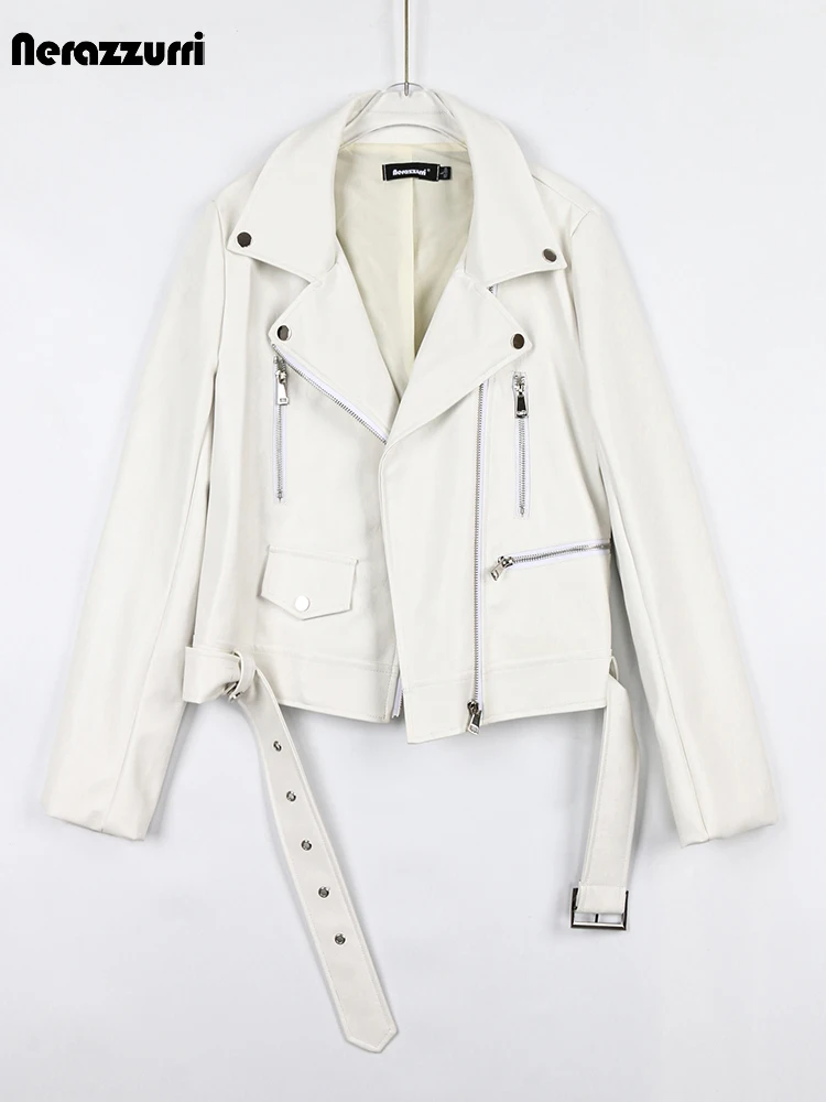 Nerazzurri-Chaqueta corta de cuero sintético para mujer, abrigo de