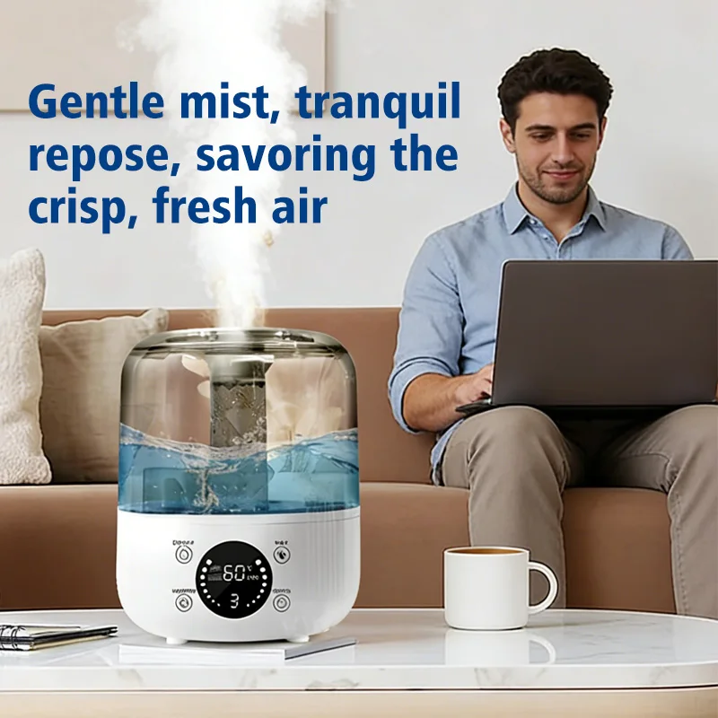 3000mL Smart Air Humidifier with Dual Mist Output: Essential Oil Aroma Diffuser for Home & Office, Equipped with Adjustable Fog 3