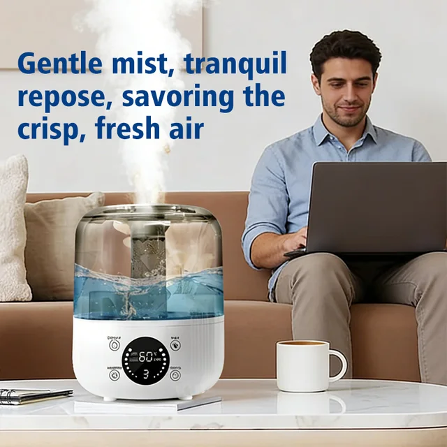 3000mL Smart Air Humidifier with Dual Mist Output: Essential Oil Aroma Diffuser for Home & Office, Equipped with Adjustable Fog 3