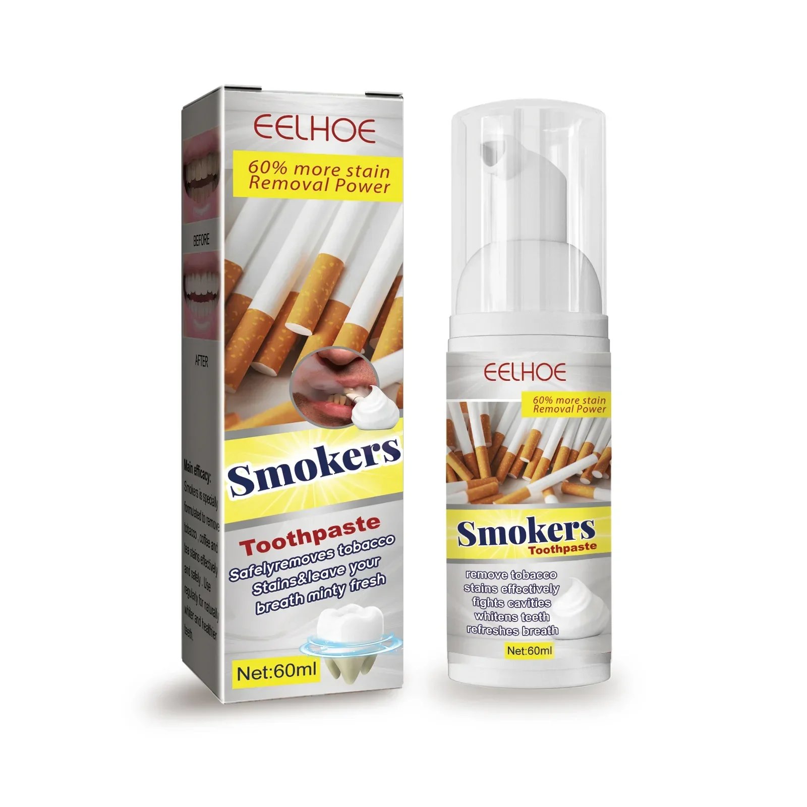 

Sdatter Smoke Stain Removal Toothpaste Remove Cigarette Tea Coffee Stains Fresh Breath Whitening Cleansing Teeth Oral Hygiene Mo