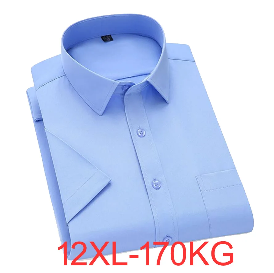 

Summer spring Formal Men 8XL Shirts Short Sleeve Plus Size Big 6XL 7XL 9XL 10XL Dress Shirts 11XL 12XL 170kg 54 52 48 49 37 47