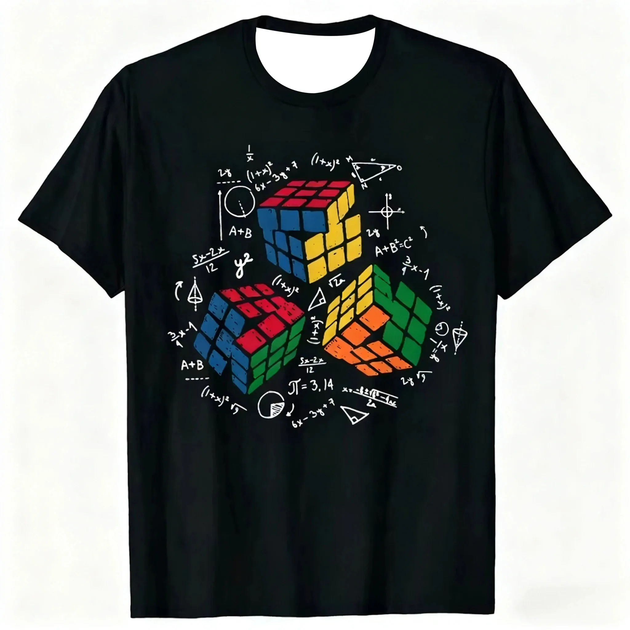 2026 Komik Eriyen Küp Hız Küpçülüğü Retro Matematik Tişörtü Yaz Rubik Küpü Desenli Sokak Giysisi Kısa Kollu Tişört Erkekler İçin