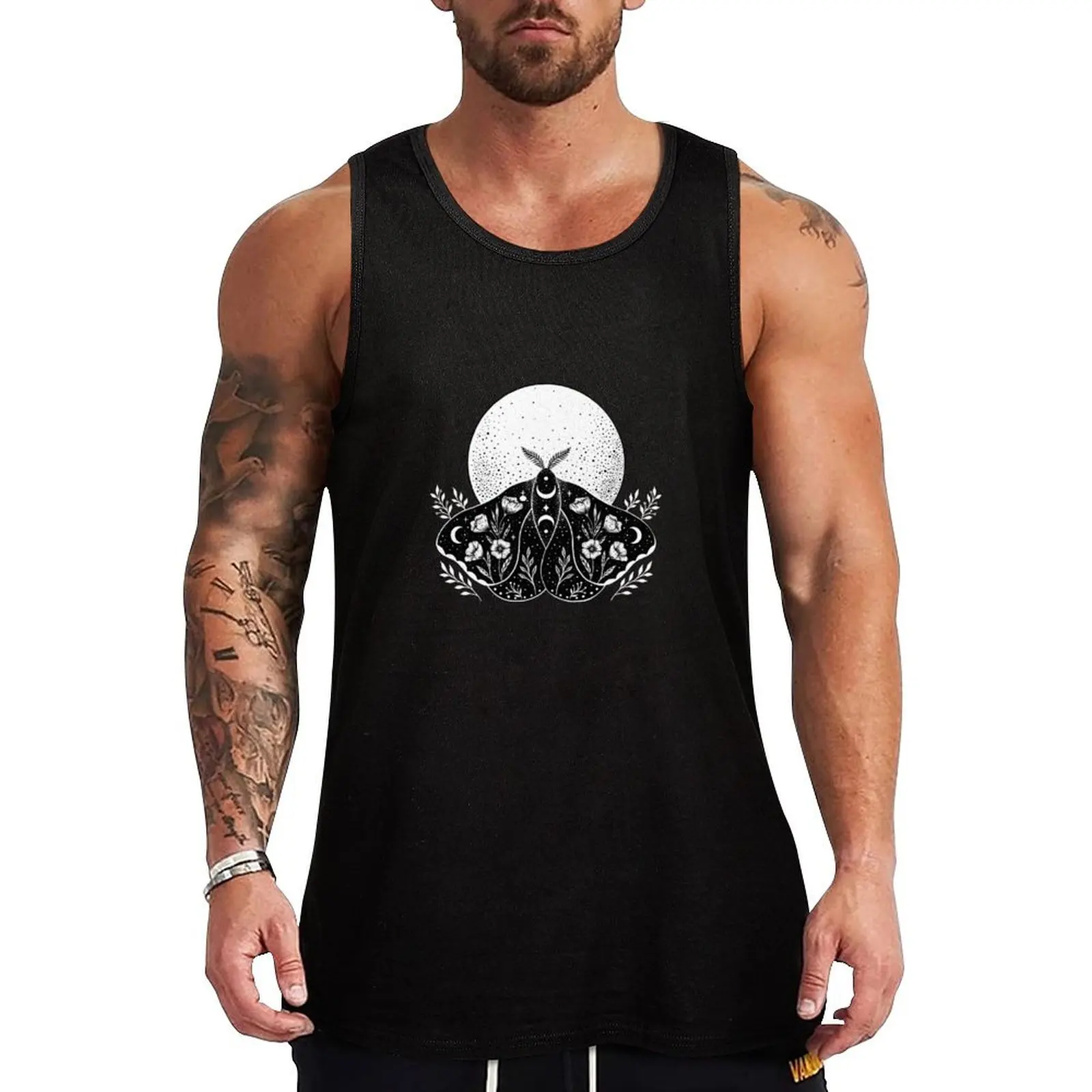 

Luna and Moth - Black Tank Top men clothes Gym clothes t shirts