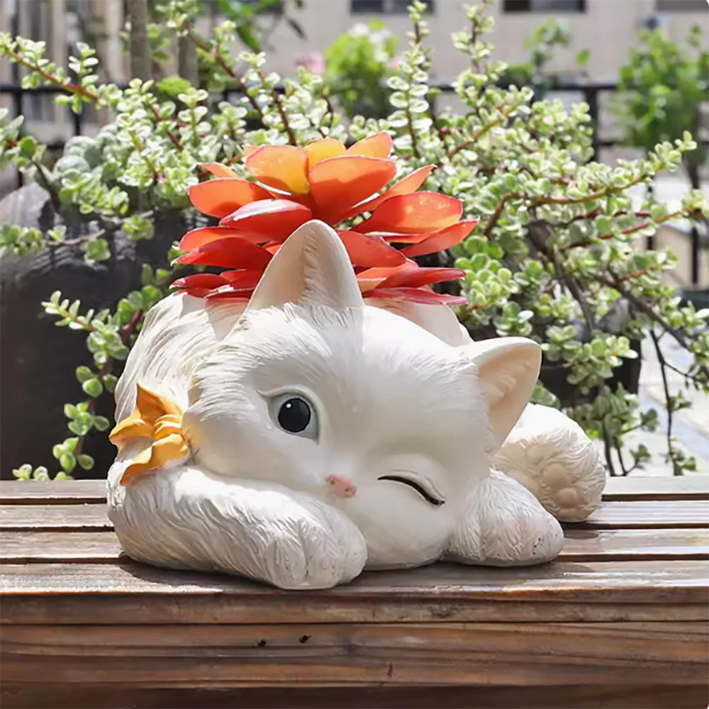 

Cute animal modeling cat creative cartoon personality flower pot mold Fleshy concrete resin flower pot silicone mold