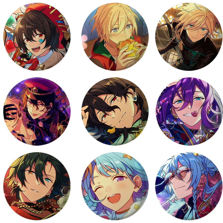 인기 게임 앙상블 스타 브로치 핀, 아이돌 레오 츠키나가 코하쿠 오카와 아이콘 배지, 게이머 수집 팬 선물 라운드 핀, 58mm 