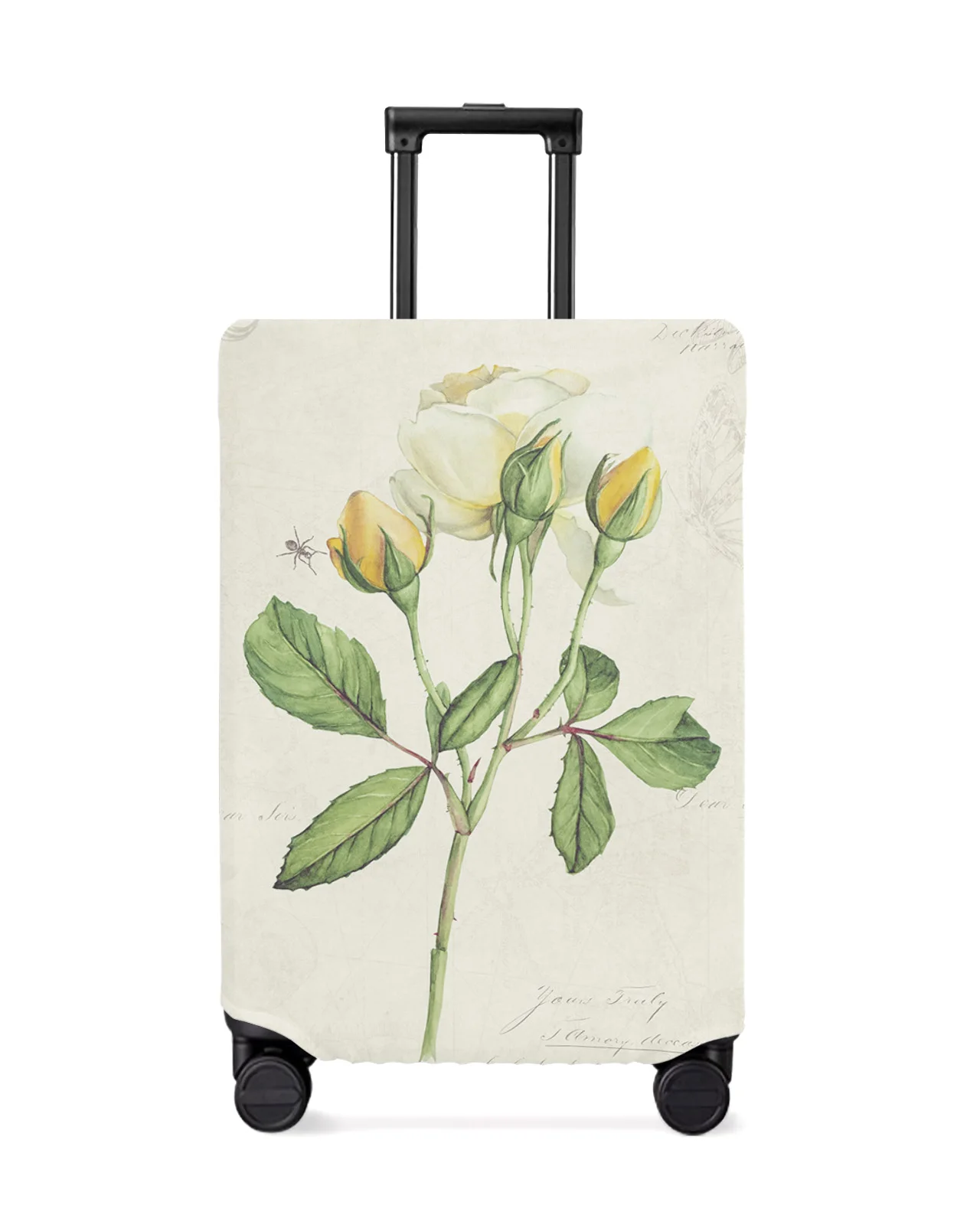 

Vintage Country Plant White Rose Travel Luggage Protective Cover Travel Accessories Suitcase Elastic Dust Case Protect Sleeve