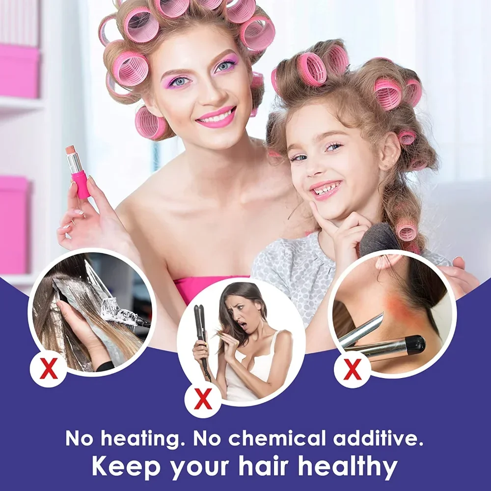 Self-Grip Hair Rollers Heatless Hair Curlers No Heat Bang Volume Self-adhesive Hook & Loop DIY Styling Tool Random Color for hair styling tool,hair curling tools