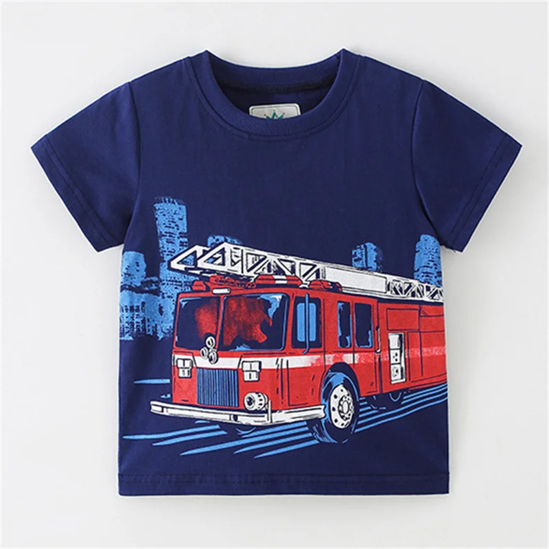 

Little maven 2022 Summer Clothes Baby Boys Cotton T-shirt Lovely New Fashion Cartoon Bus Tops for Kids 2-7 year
