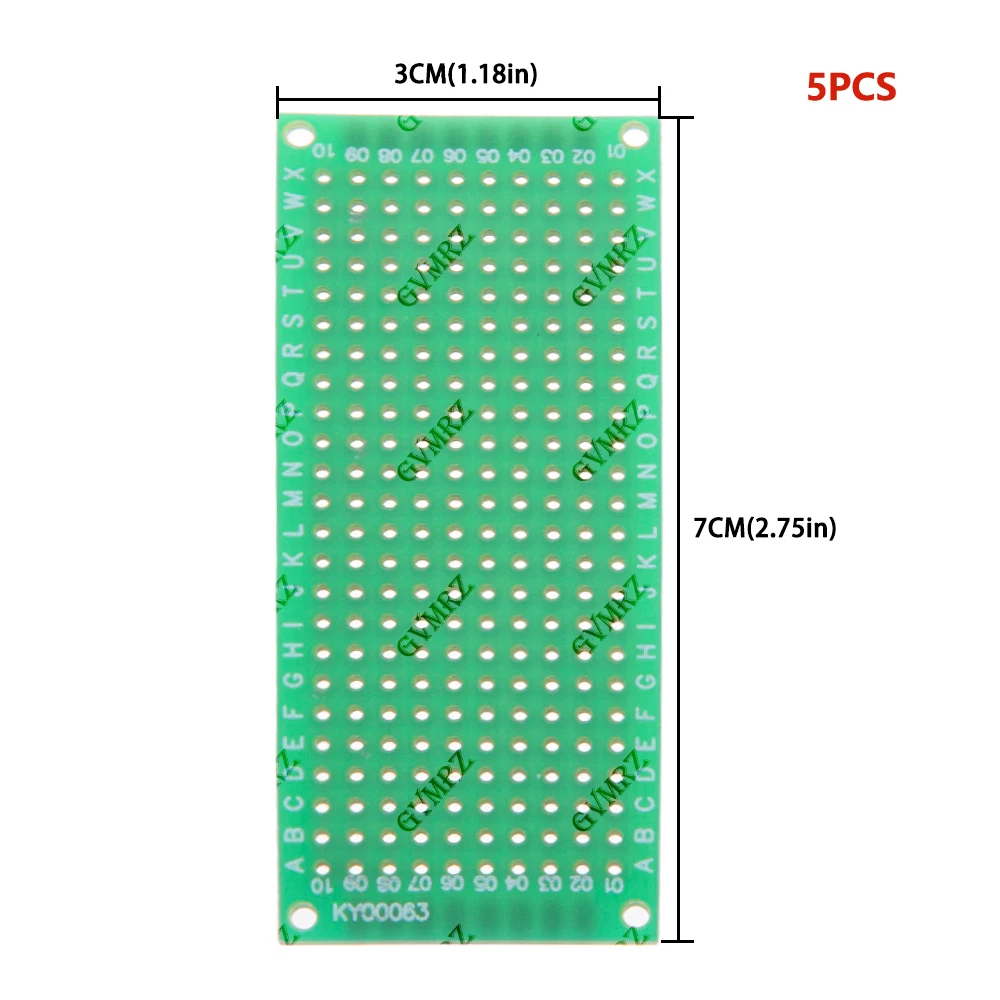 단면 4x6cm 2x8cm 녹색 PCB 프로토타입 보드 DIY 전자 프로젝트용 범용 스루홀 퍼프보드 3x7cm 7X9cm