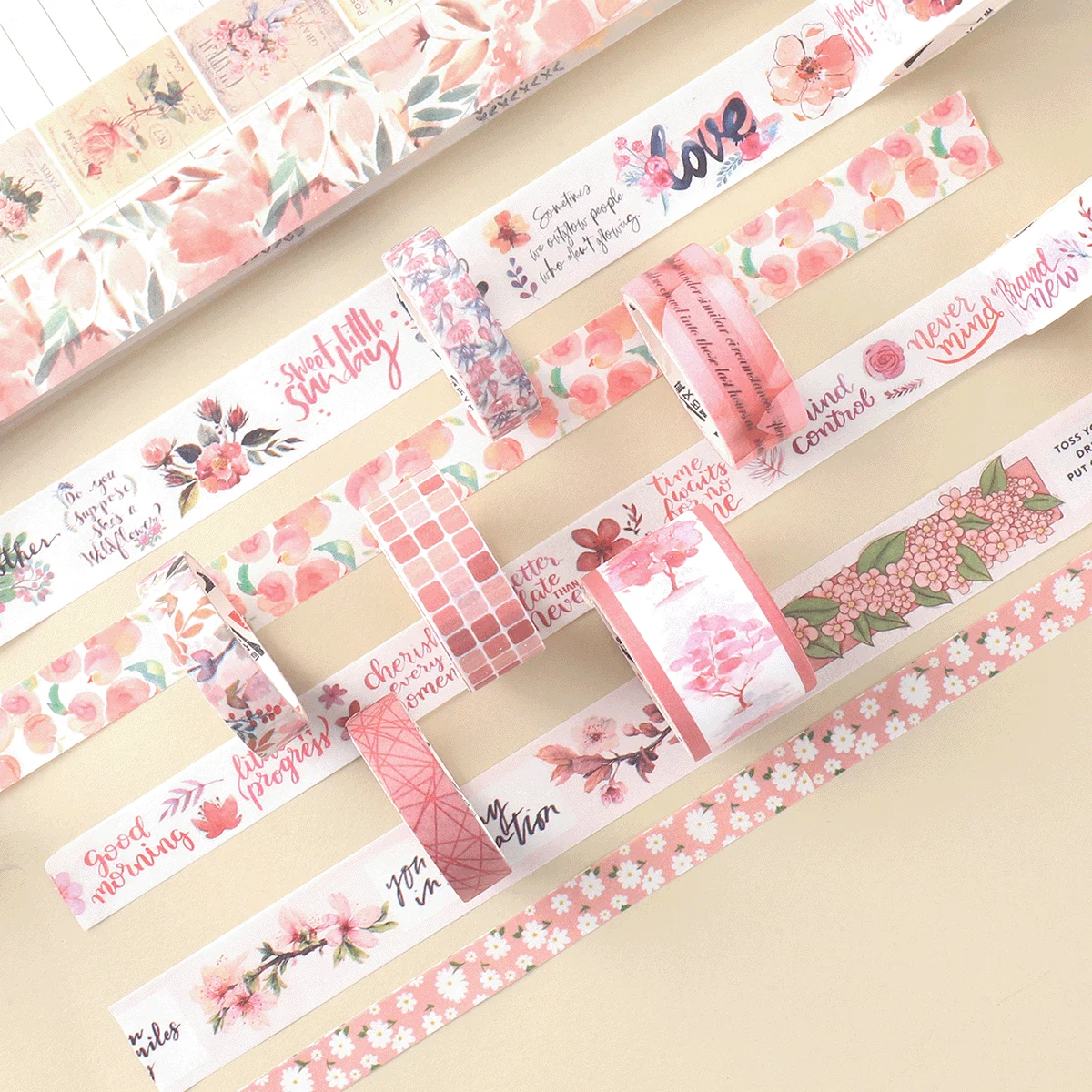 귀여운 식물과 꽃무늬가 있는 와시 테이프 20롤 세트, 스크랩북 및 저널에 적합한 장 마스킹 테이프