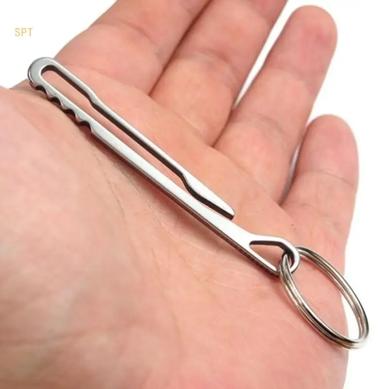 2pcs Keychain Pocket Clip Key Rings Belt Clip Stainless Steel Hanging Buckle Lightweight Keychain Hook Key Rings Holder 714F