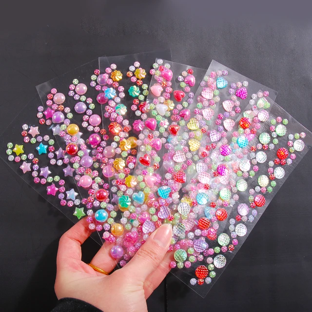 5 Sheets Jewels Stickers Self-Adhesive Craft Jewels and Gems Assorted Size  Crystal Gem Flatback Sticker Mixed Shapes Rhinestone for Crafts Bling Jewel