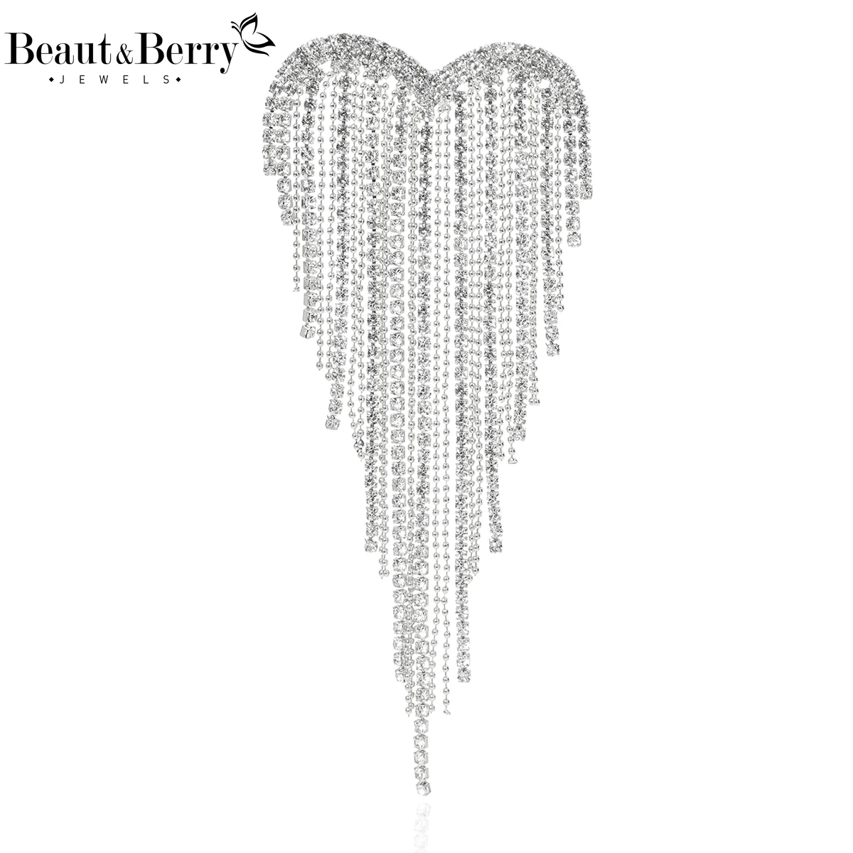 Beaut&Berry Trendy Shiny Tassel Love Brooches for Women Heart Pin Party Casual Lapel Pins Accessory Gift Multi-color