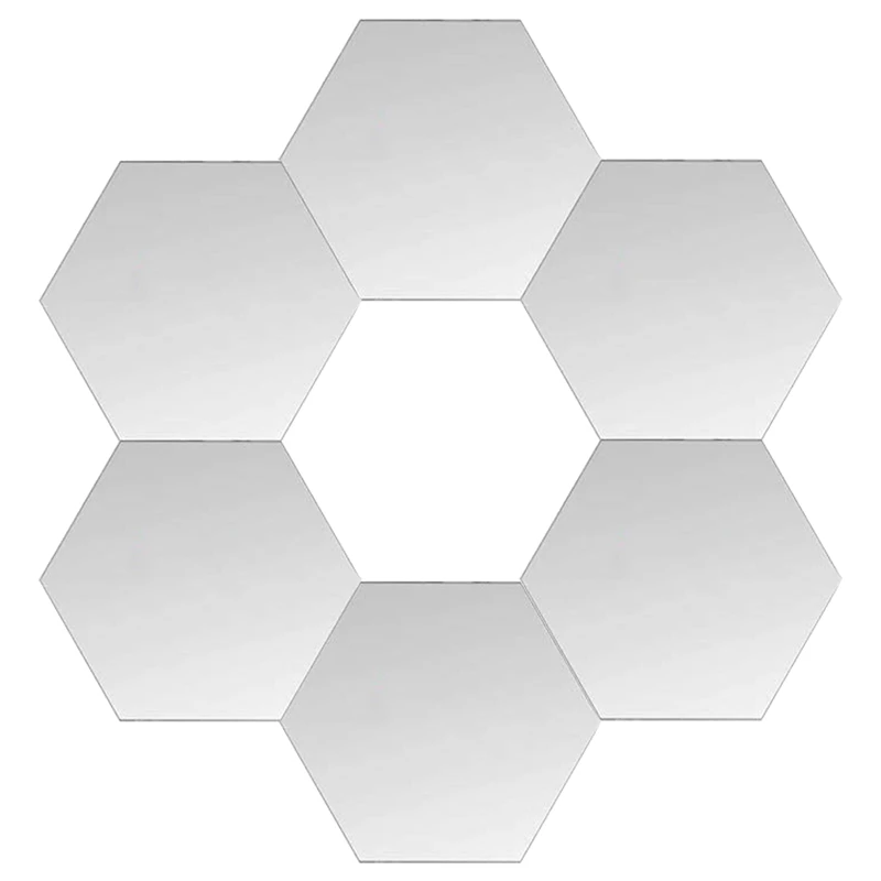 

24 PCS 3D Acrylic Hexagon Mirror Wall Sticker Decor Stick No Modern Decal For Home Living Room Bedroom Silver