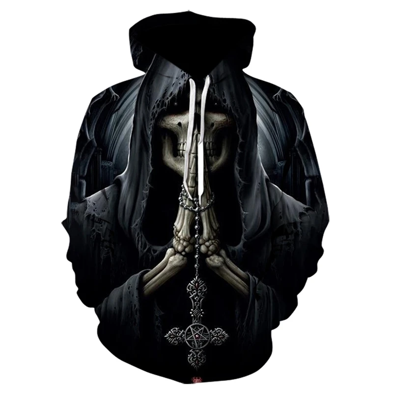 2022 Hot New Men Hoodie Sweatshirt 3d Printing Hip Hop Gothic Punk Skulls Hooded Spring and Autumn Jacket Sportswear |