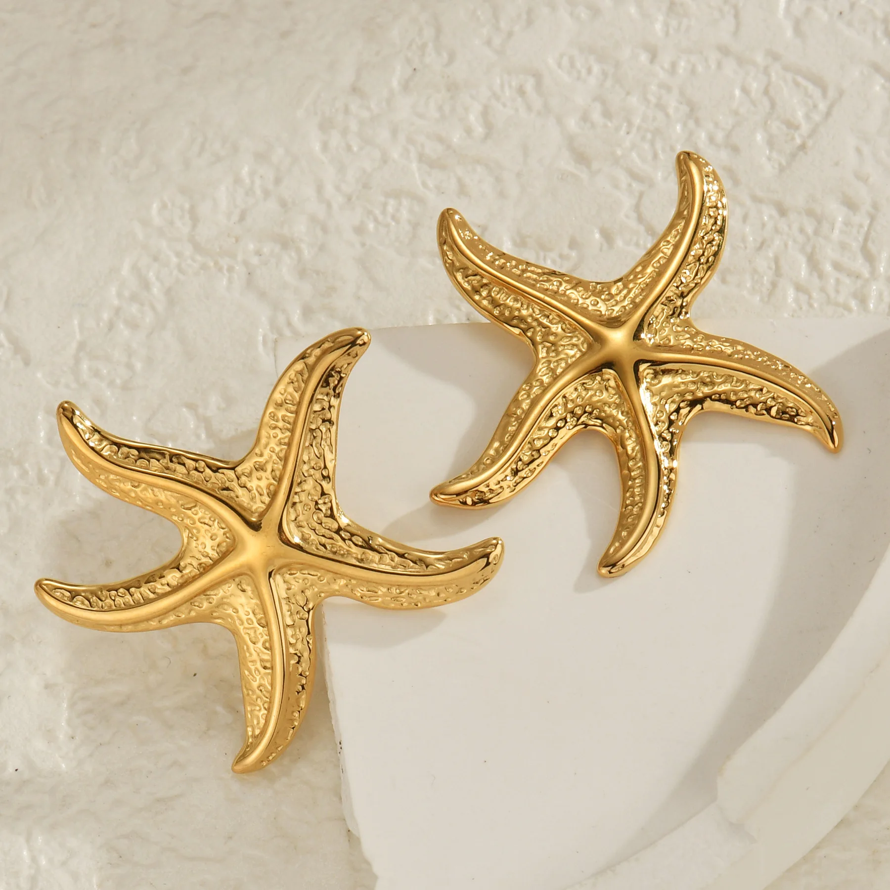 Summer Sea Beach Style Starfish Ear Pendants Gold-plated Stainless Steel Earrings Women Gift
