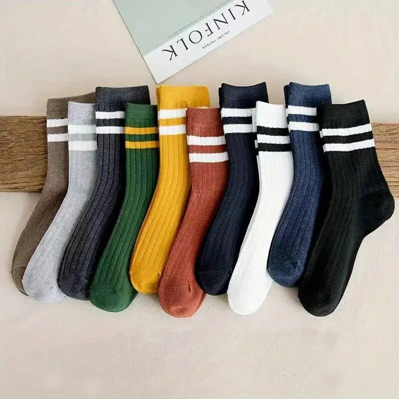 Athletic Socks 5 Pairs Of Men's Autumn And Winter Vintage Fun Fashion Sports Trend Socks