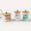 3pcs/set cotton swab Holder and Cotton Round Pad Dispenser with Bamboo Lid Clear Acrylic Containers for Cotton Swab/ball 4