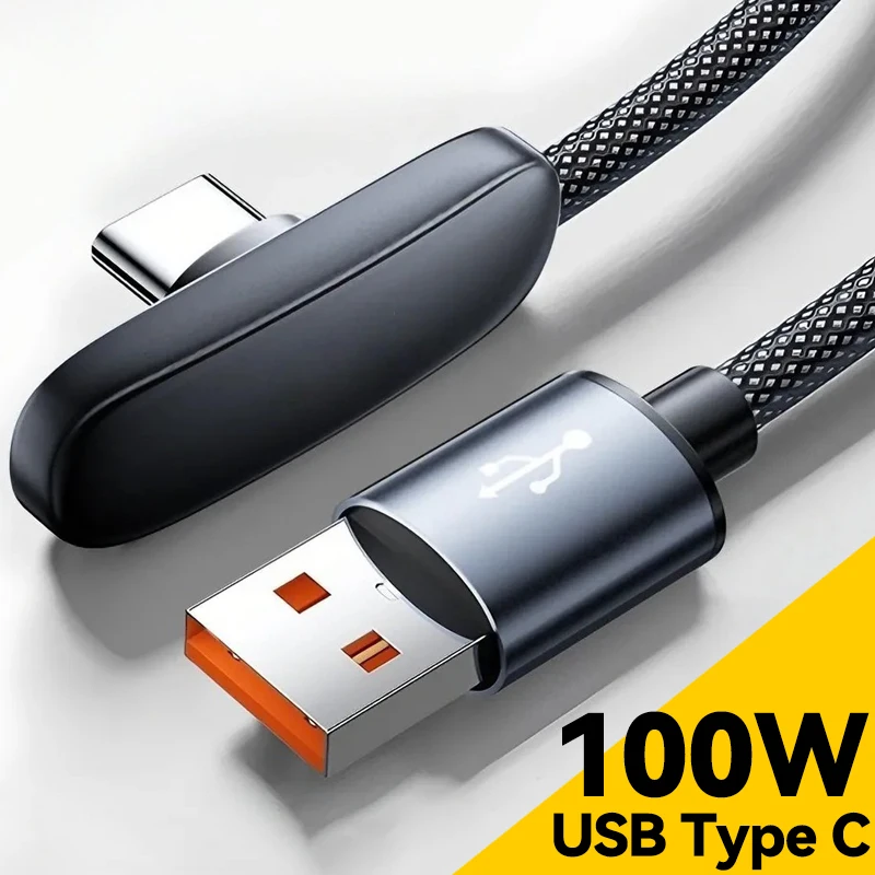 รูปสินค้า สายชาร์จ Type-C 90 องศา หัวงอ ชาร์จเร็ว 100W สำหรับมือถือและแท็บเล็ต