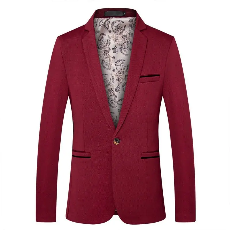 Elegant Blazer For Male Autumn New Fashion Single Button Blue Business Office Men's Suit Jacket Wedding Banquet Temperament Coat