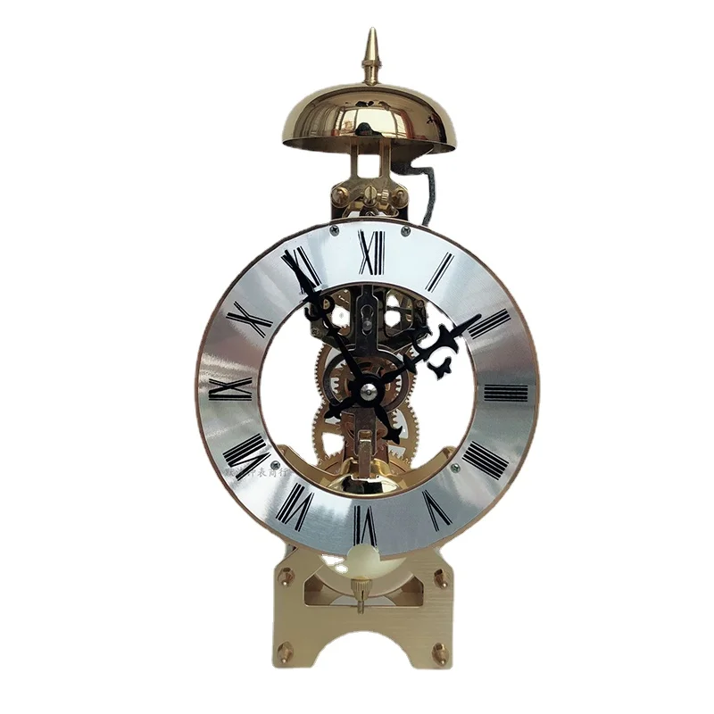 All Copper Desk Clock Mechanical Gold Metal Luxury Desk Clock Vintage