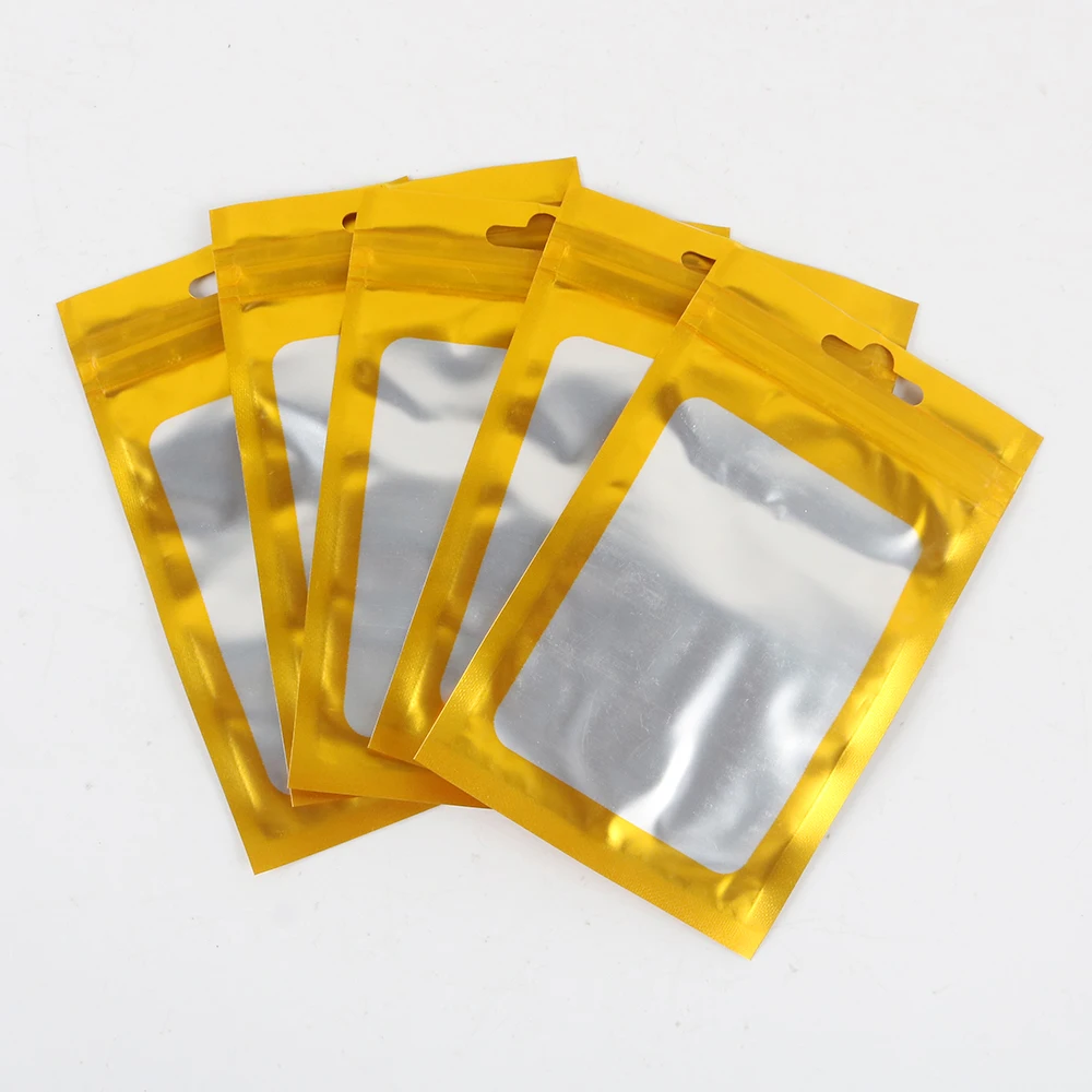 

100pcs Colorful Mylar Bags Ziplock Hang Bags with Clear Window for Jewelry Display Packaging Self Sealing Reusable Foil Pouch