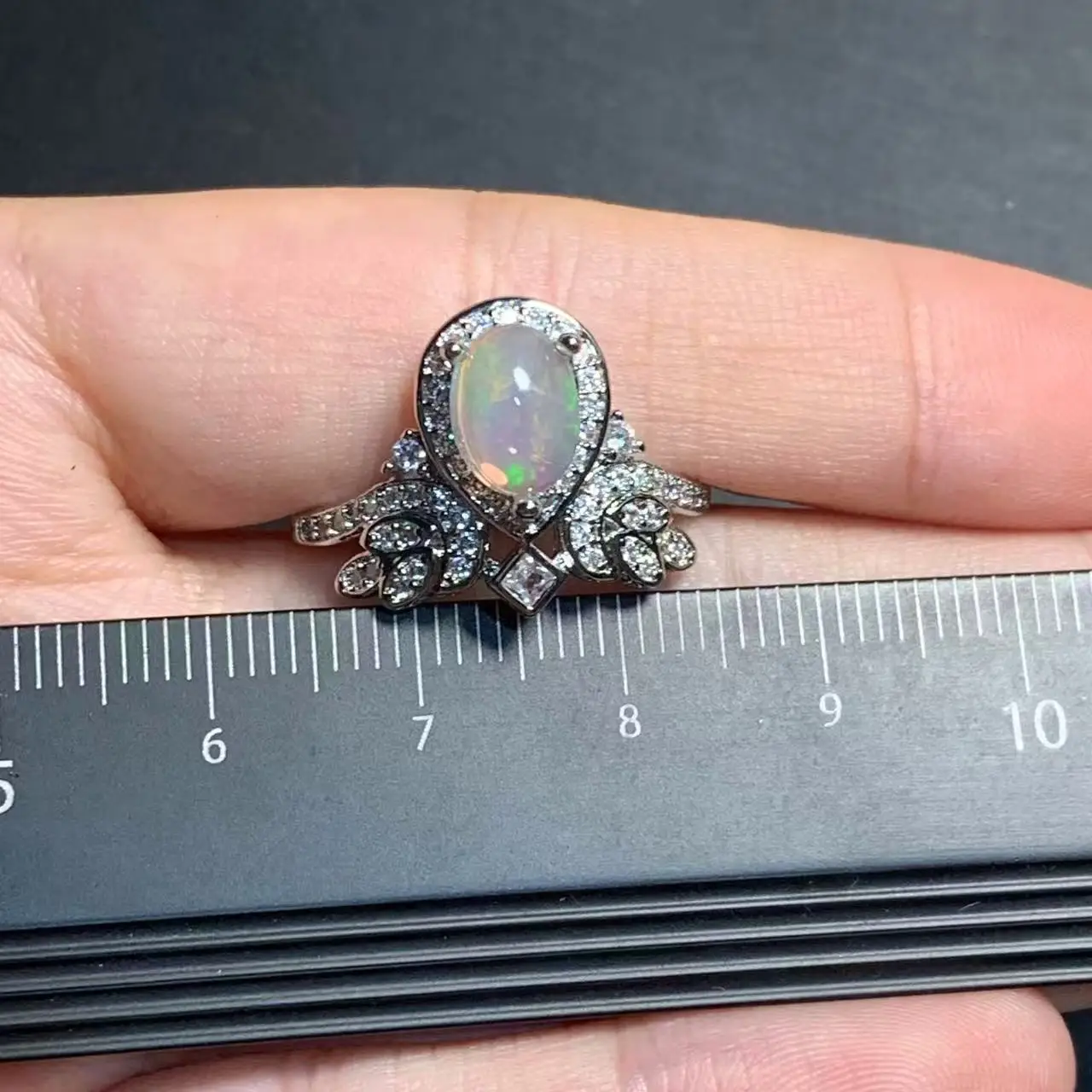 MM Natural Opal Ring Adjustable Female Ring Jewelry for Women Gift Wholesale High Quality Vintage Fine
