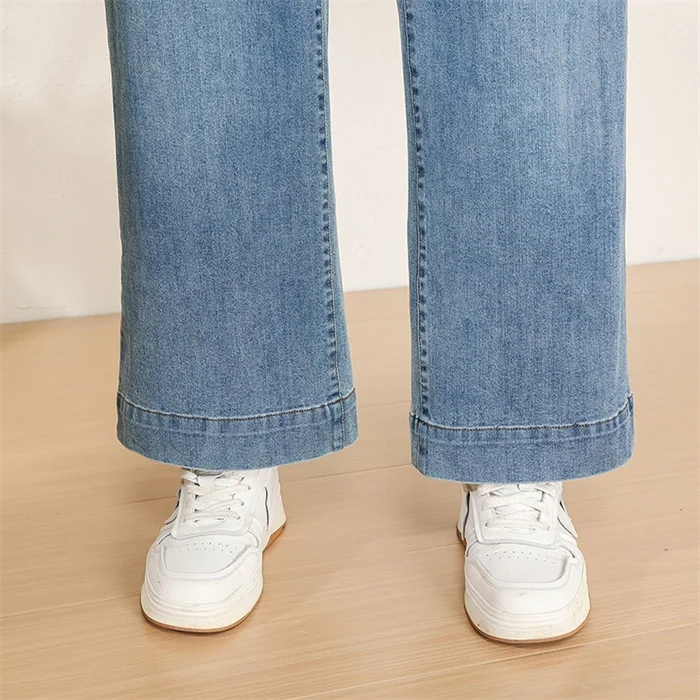 Women Wide Leg Jeans 7XL 9XL Straight Stretched Plus Size Girls Fashion Lady High Waist Female Oversized Denim Pants Trousers