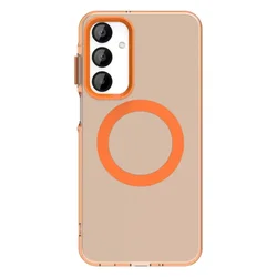 Magnetic Wireless Charging Candy Color Matte Silicone Phone Case for Samsung A05S (Orange)