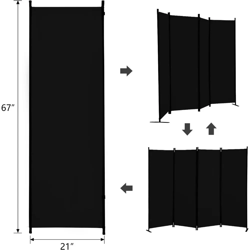6 Panel Room Divider, Folding Privacy Screen Wall Dividerds for Room Separation, Freestanding Partitions for Home Office