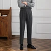 Mr. Deer San Early Autumn Gurkha High Waist Straight Pants Retro Petty High Texture Double Pleated Casual Pants Trendy Men 4