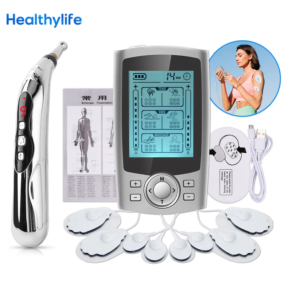 Electric Massage Instrument EMS Tense Machine Pulse Massager Tens Acupuncture Electrical Muscle Stimulator For Neck Back_voghion.com
