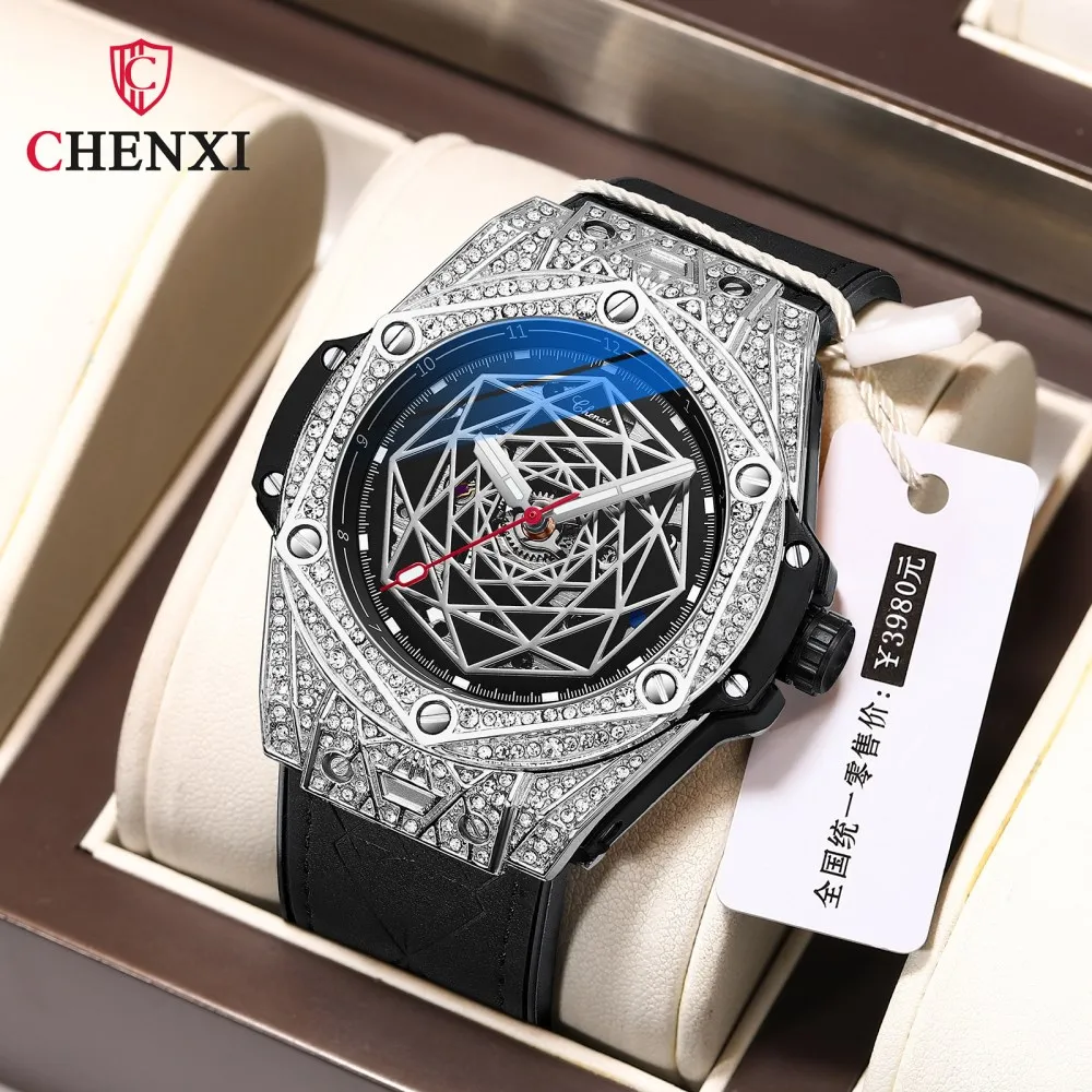 

Relogio Masculino 2023 CHENXI Watch Men Luxury Rose Gold Ice Out Diamond Watches Men Automatic Mechanical Wristwatches Best Gift