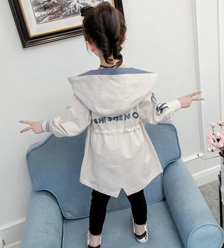 Girls Autumn Jackets Children's Clothing Hooded Outerwear Fashion Windbreaker Top Kids Coat 2 To 12 Years Old Baby Clothes Kids Jacket