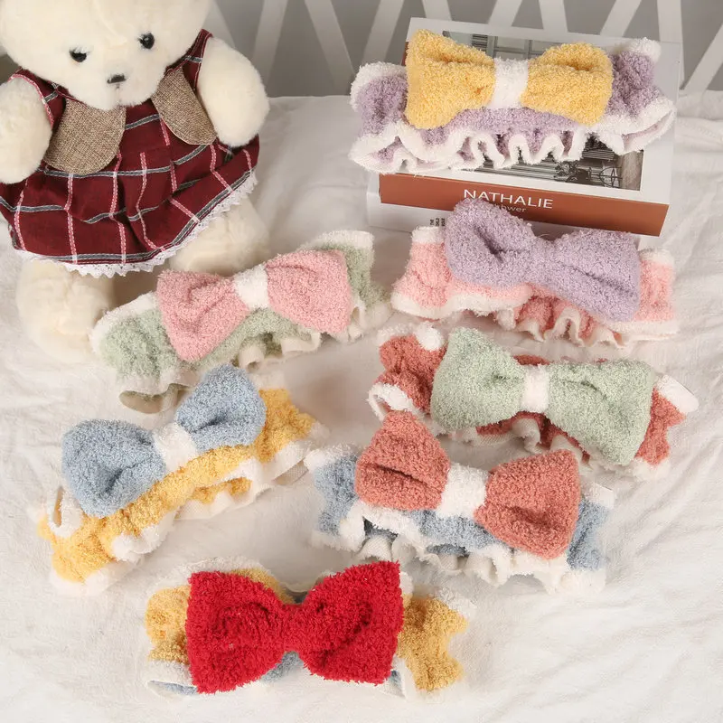 

Princess Sweet Color Contrast Big Bow Wash Face Hairband Coral Hair Accessories