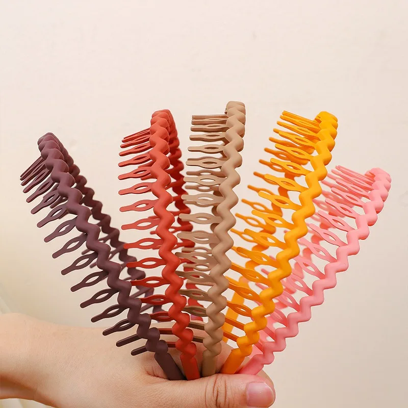 Fashion Wave Headbands for Women Solid Color Toothed Non-slip Hair Bands Girl Face Wash Sports Hairbands Hair Accessories