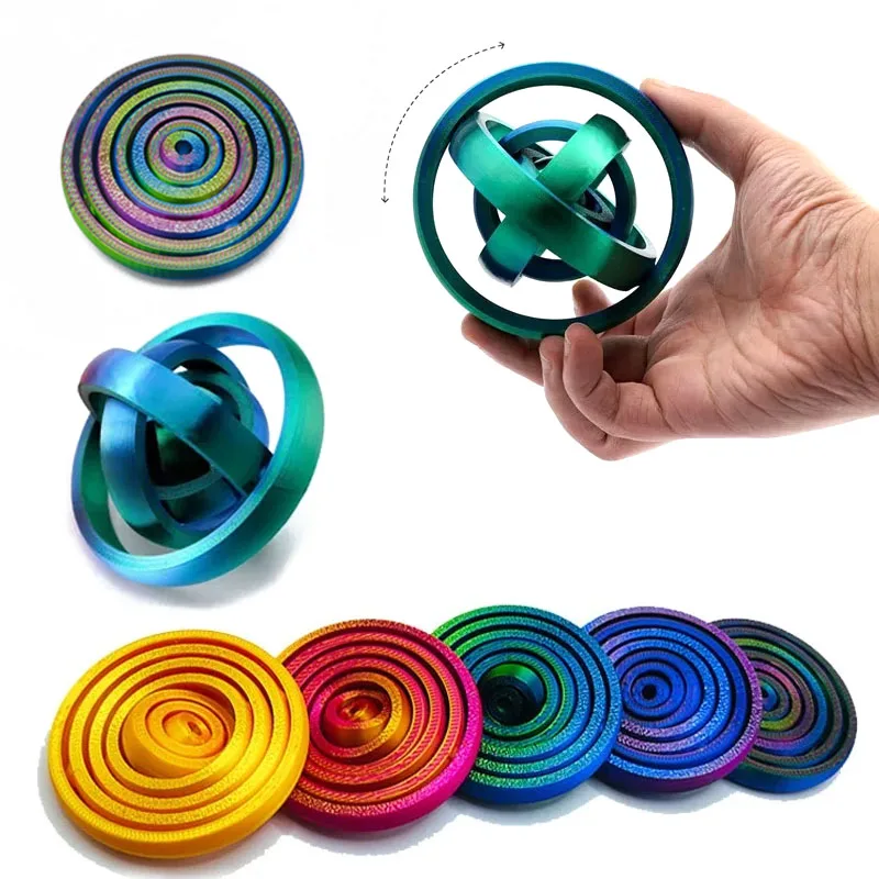 3D Printed Rotating Ball Toy O-Shaped Universal Fingertip Gyroscope Gravity Rotation Anxiety Relief Decompression Cool Toy